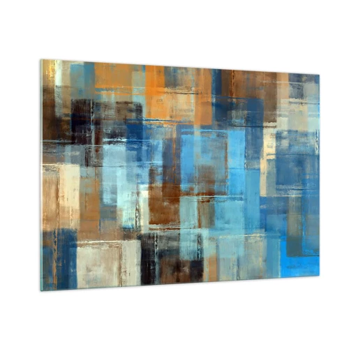 Glass picture - Through Blue Curtain - 100x70 cm