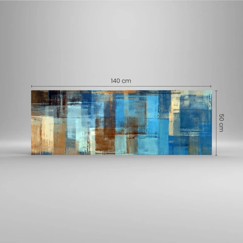 Glass picture - Through Blue Curtain - 140x50 cm