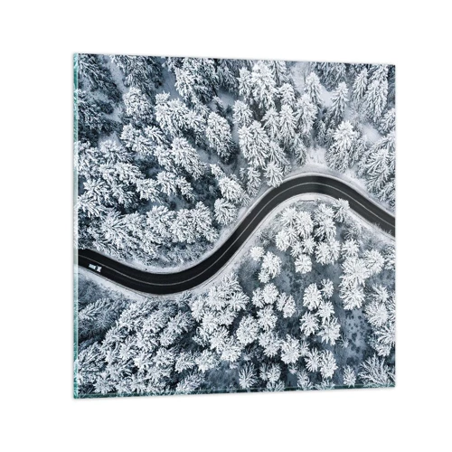 Glass picture - Through Wintery Forest - 40x40 cm