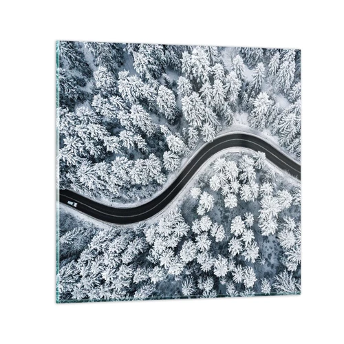 Glass picture - Through Wintery Forest - 50x50 cm