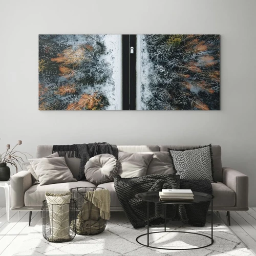 Glass picture - Through a Wintery Forest - 100x40 cm