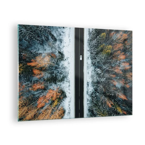 Glass picture - Through a Wintery Forest - 70x50 cm