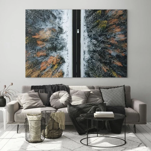 Glass picture - Through a Wintery Forest - 70x50 cm