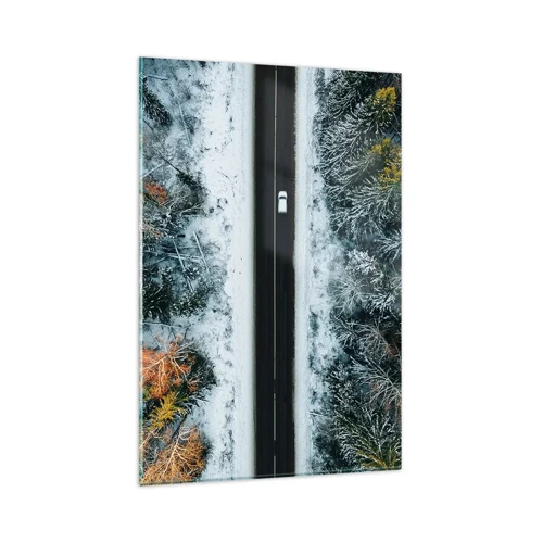 Glass picture - Through a Wintery Forest - 80x120 cm