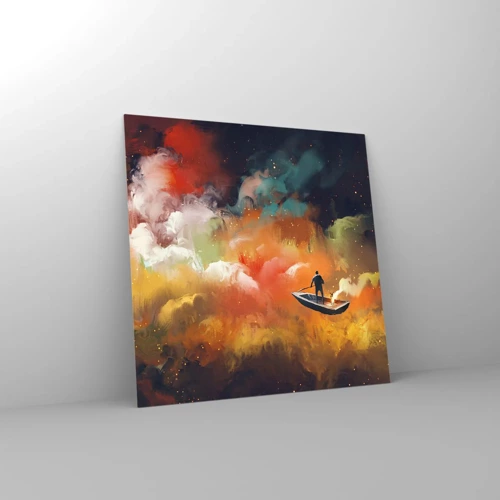 Glass picture - Through the Galaxy in a Boat - 70x70 cm