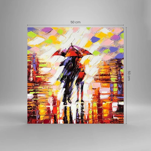 Glass picture - Together through Night and Rain - 50x50 cm