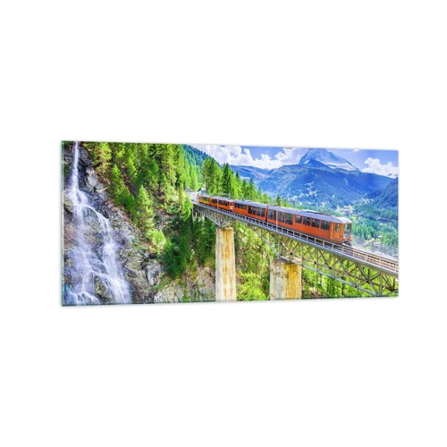 Glass picture - Train Through the Alps - 120x50 cm