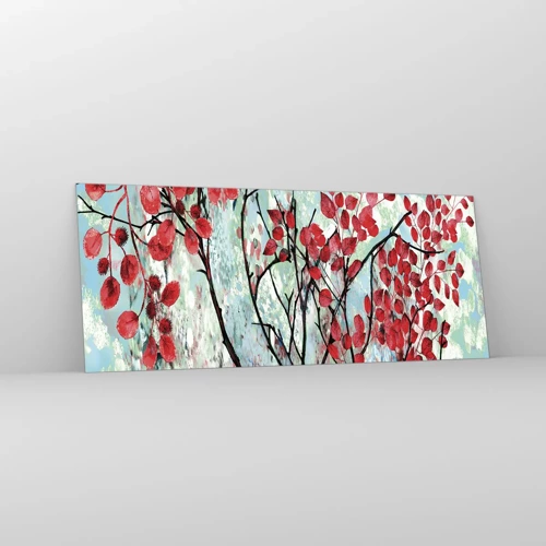 Glass picture - Tree in Scarlet - 100x40 cm