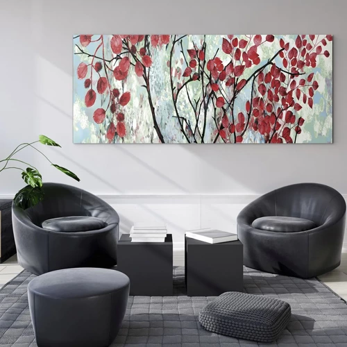 Glass picture - Tree in Scarlet - 160x50 cm