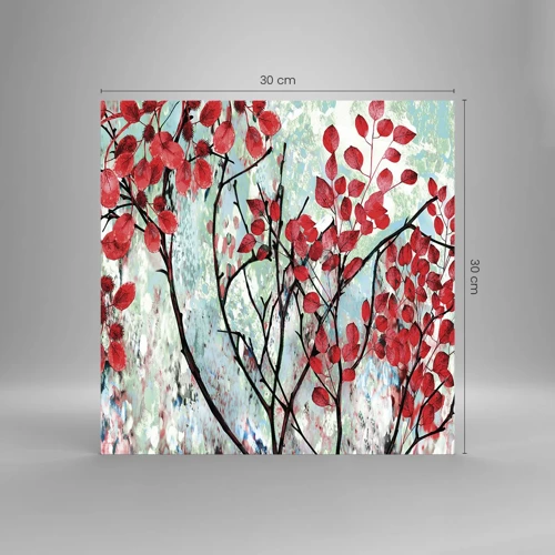 Glass picture - Tree in Scarlet - 30x30 cm