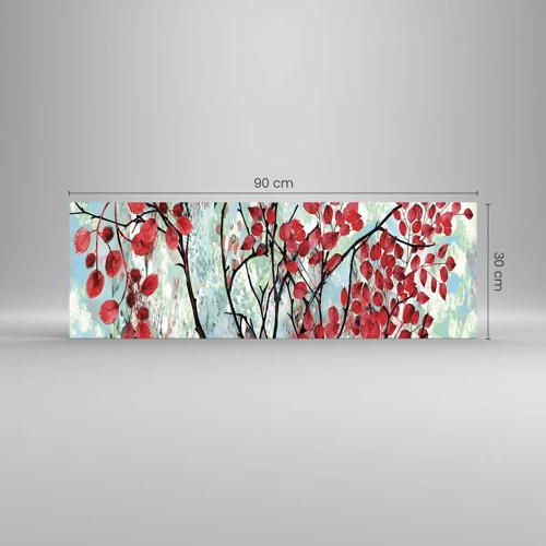 Glass picture - Tree in Scarlet - 90x30 cm