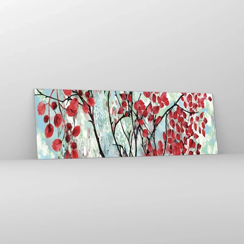 Glass picture - Tree in Scarlet - 90x30 cm