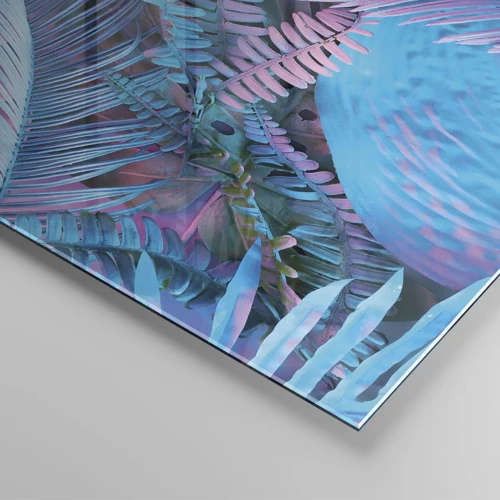 Glass picture - Tropics in Pink and Blue - 100x40 cm