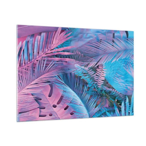 Glass picture - Tropics in Pink and Blue - 100x70 cm