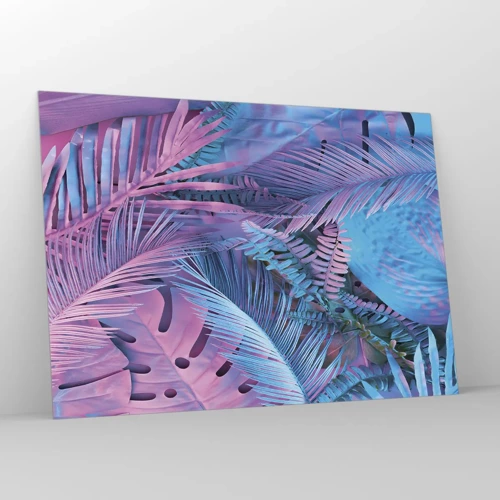Glass picture - Tropics in Pink and Blue - 100x70 cm