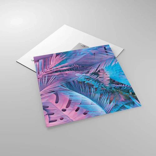 Glass picture - Tropics in Pink and Blue - 50x50 cm