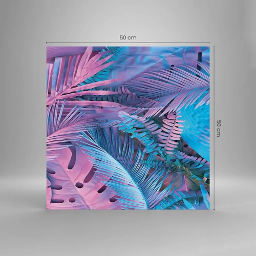 Glass picture - Tropics in Pink and Blue - 50x50 cm
