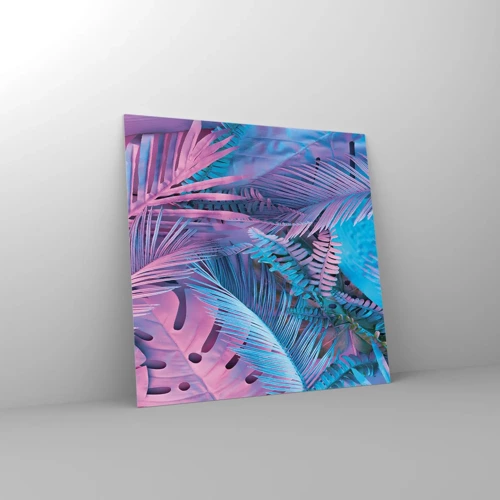 Glass picture - Tropics in Pink and Blue - 60x60 cm
