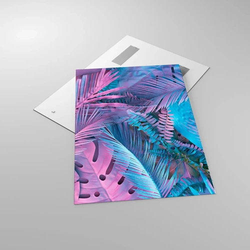 Glass picture - Tropics in Pink and Blue - 70x100 cm