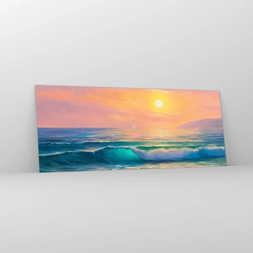 Glass picture - Turquoise Song of the Waves - 100x40 cm