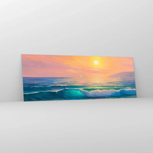 Glass picture - Turquoise Song of the Waves - 140x50 cm