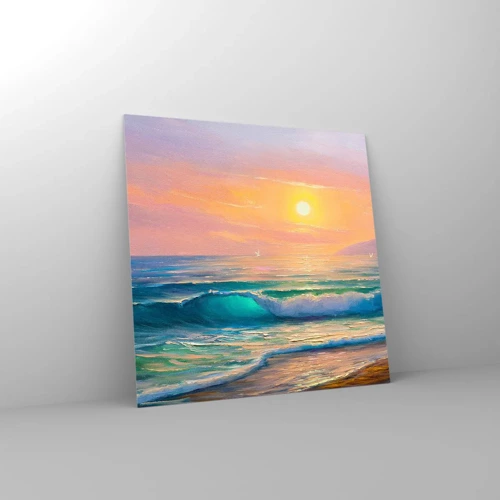 Glass picture - Turquoise Song of the Waves - 40x40 cm