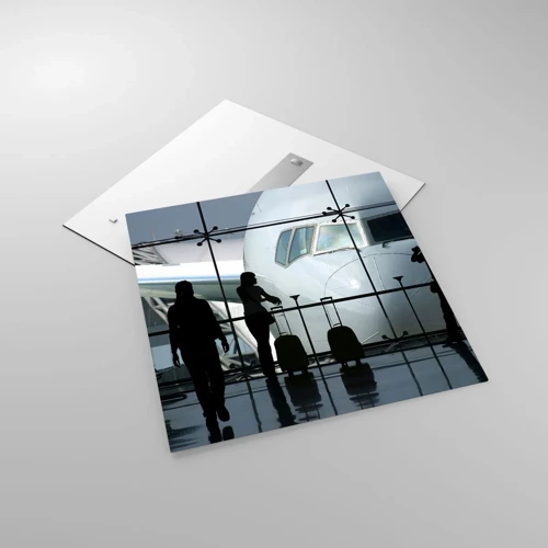 Glass picture - Via a Vis at the Aiport - 70x70 cm