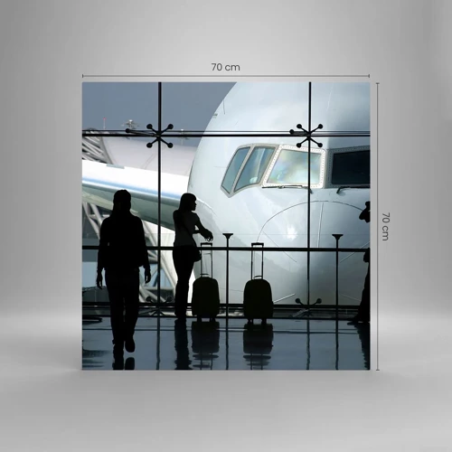 Glass picture - Via a Vis at the Aiport - 70x70 cm