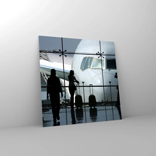 Glass picture - Via a Vis at the Aiport - 70x70 cm