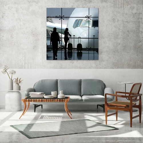 Glass picture - Via a Vis at the Aiport - 70x70 cm