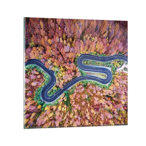 Glass picture - Winding Path through a Forest - 30x30 cm