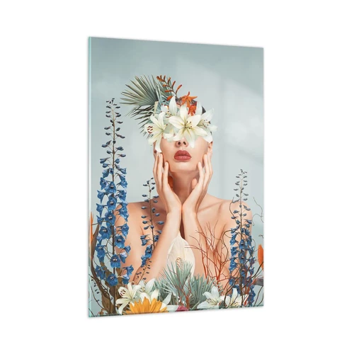 Glass picture - Woman – Flower - 50x70 cm