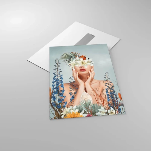 Glass picture - Woman – Flower - 50x70 cm