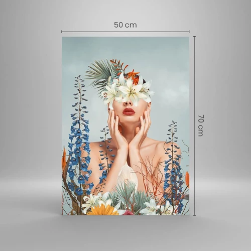 Glass picture - Woman – Flower - 50x70 cm