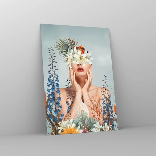 Glass picture - Woman – Flower - 50x70 cm