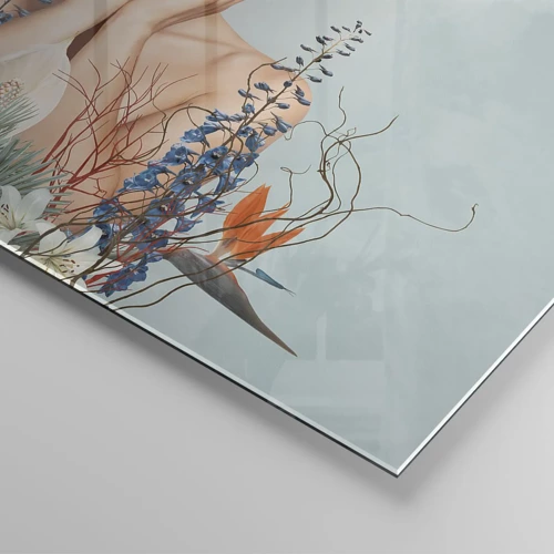 Glass picture - Woman – Flower - 50x70 cm