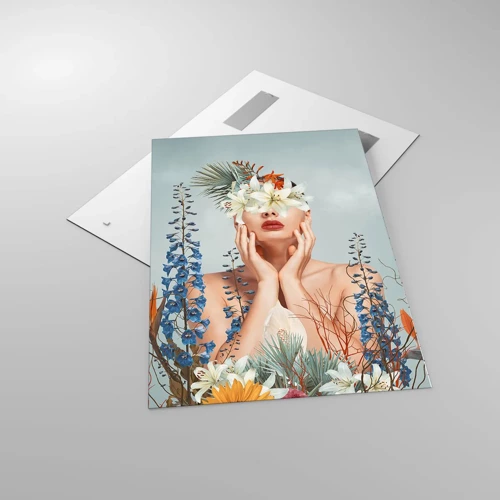 Glass picture - Woman – Flower - 70x100 cm