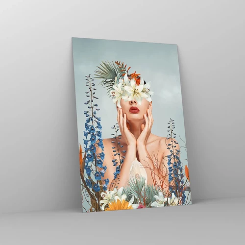 Glass picture - Woman – Flower - 70x100 cm