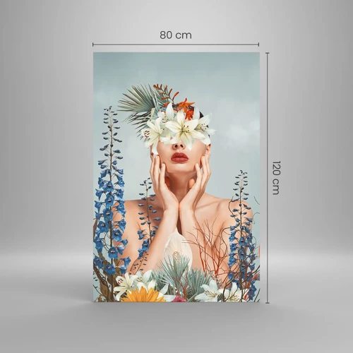 Glass picture - Woman – Flower - 80x120 cm