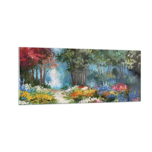 Glass picture - Wood Garden, Flowery Forest - 100x40 cm