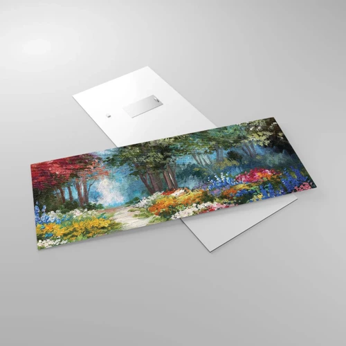 Glass picture - Wood Garden, Flowery Forest - 100x40 cm