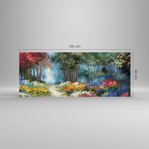 Glass picture - Wood Garden, Flowery Forest - 100x40 cm