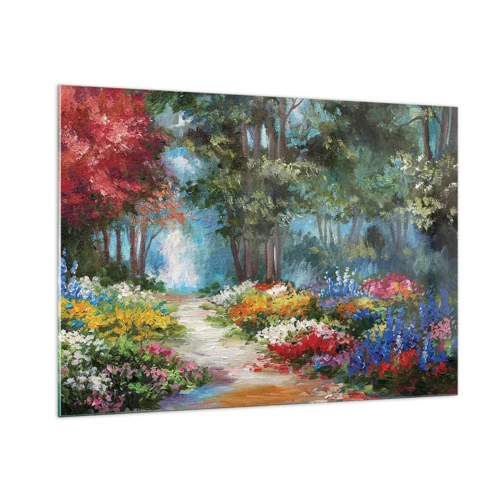 Glass picture - Wood Garden, Flowery Forest - 100x70 cm