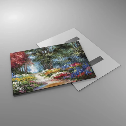 Glass picture - Wood Garden, Flowery Forest - 100x70 cm