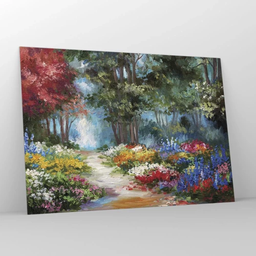 Glass picture - Wood Garden, Flowery Forest - 100x70 cm