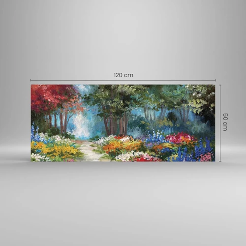 Glass picture - Wood Garden, Flowery Forest - 120x50 cm