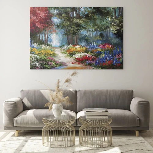 Glass picture - Wood Garden, Flowery Forest - 120x80 cm