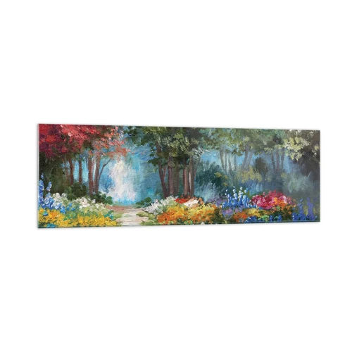 Glass picture - Wood Garden, Flowery Forest - 160x50 cm
