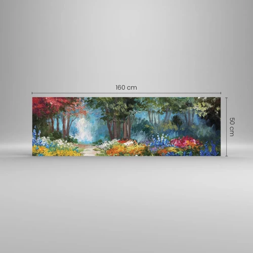 Glass picture - Wood Garden, Flowery Forest - 160x50 cm