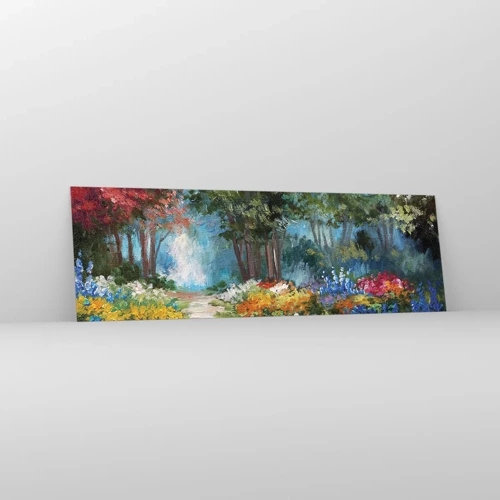 Glass picture - Wood Garden, Flowery Forest - 160x50 cm